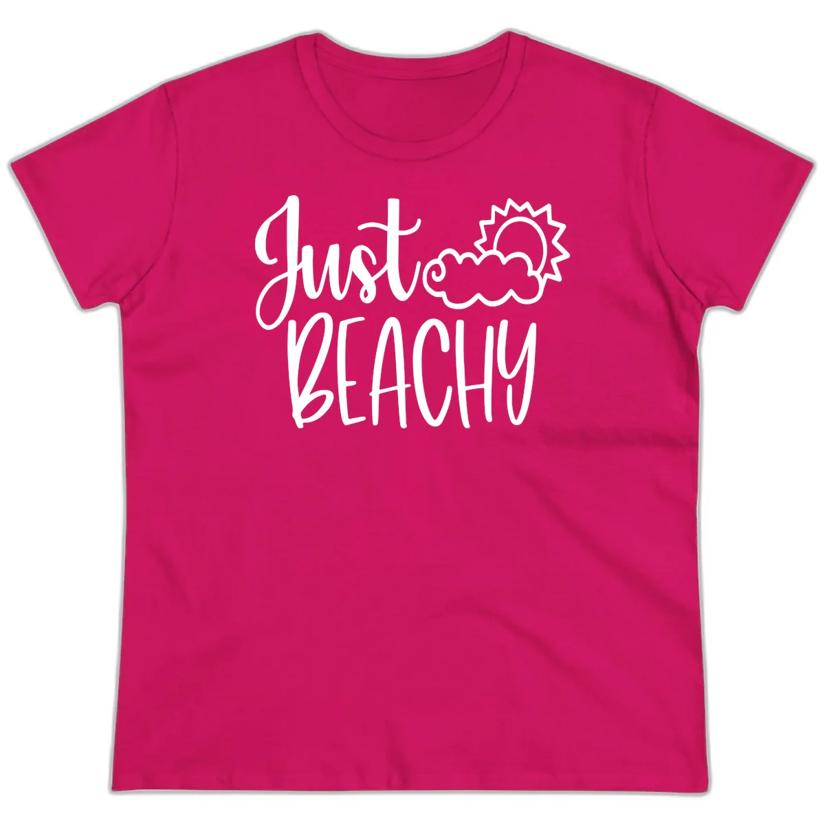 Just Beachy Ladies Tee in Heliconia