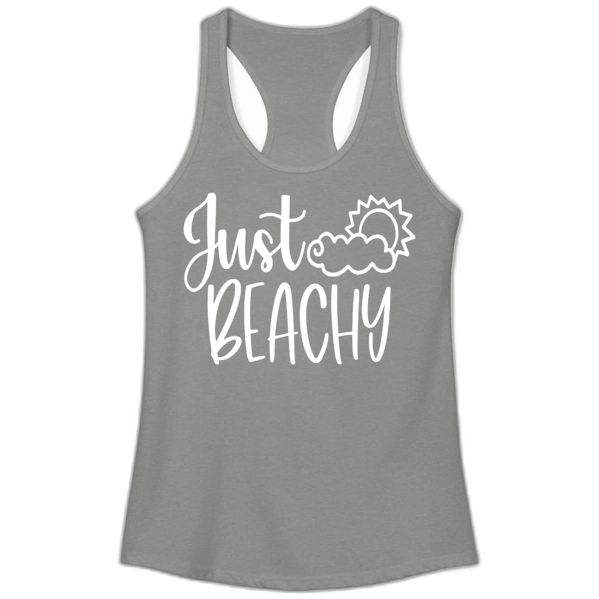 Just Beachy Ladies Tank in Heather Grey