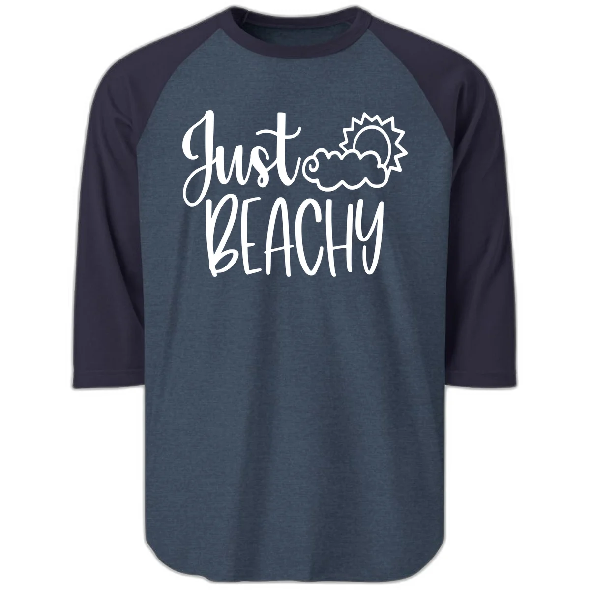 Just Beachy Raglan 3/4 in Heather Denim Navy