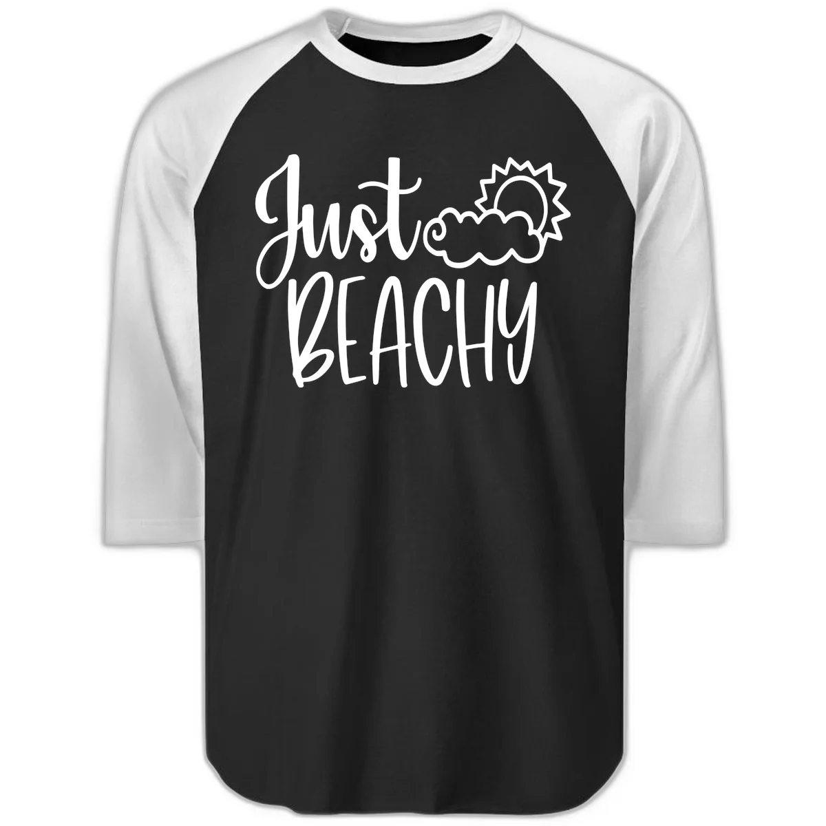 Just Beachy Raglan 3/4 in Black White