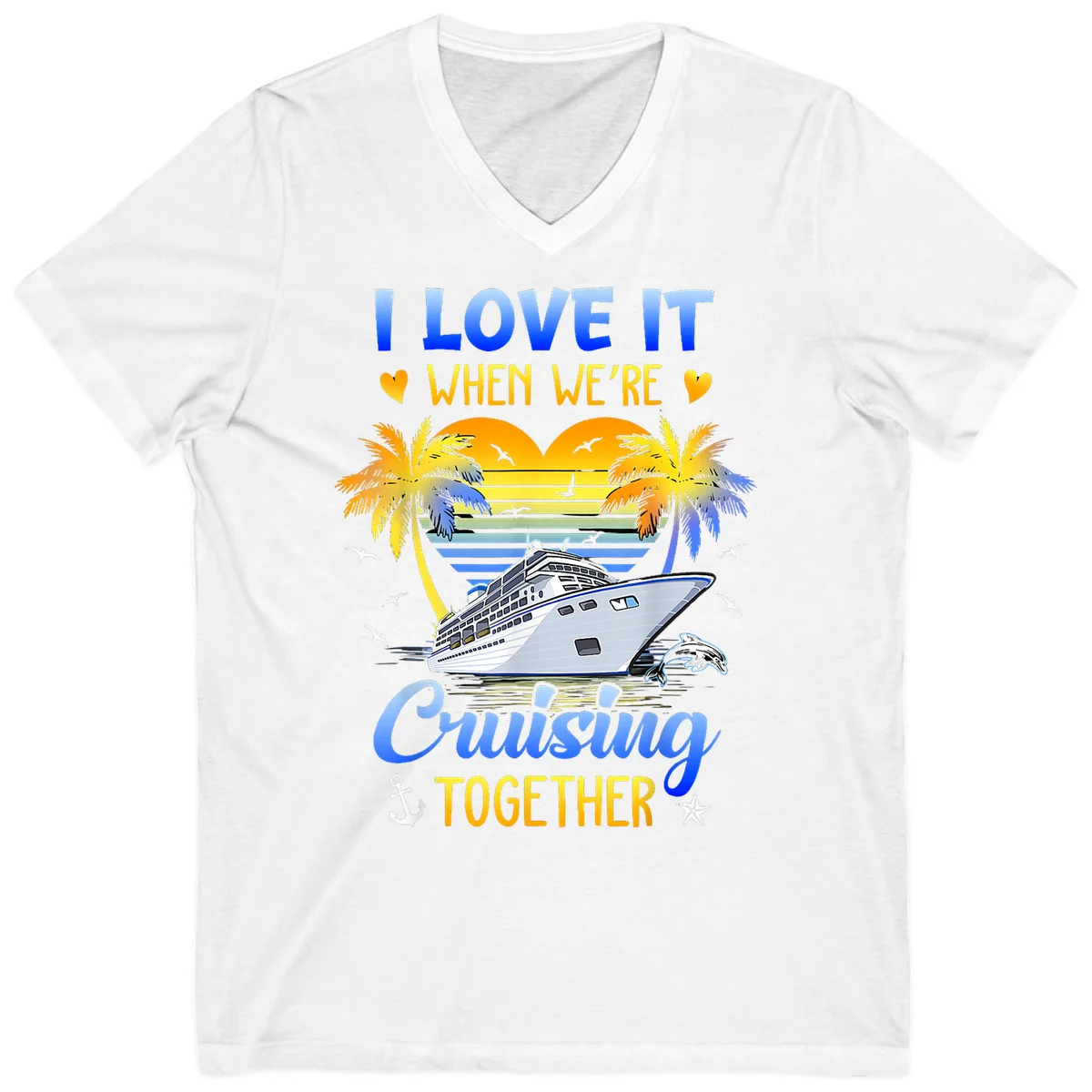 I Love It When We're Cruising Together V-Neck in White