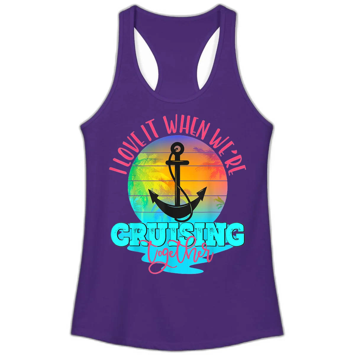 I Love It When You're Cruising Together Ladies Tank in Solid Purple Rush