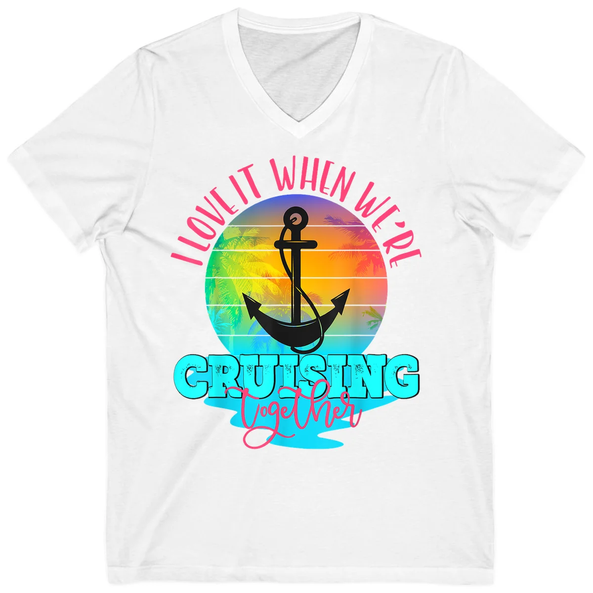 I Love It When You're Cruising Together V-Neck Tee in White