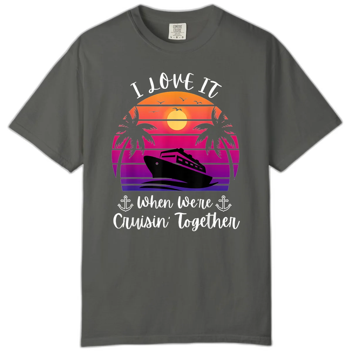 Cruisin' Together Sunset Ship Comfort Color in Pepper