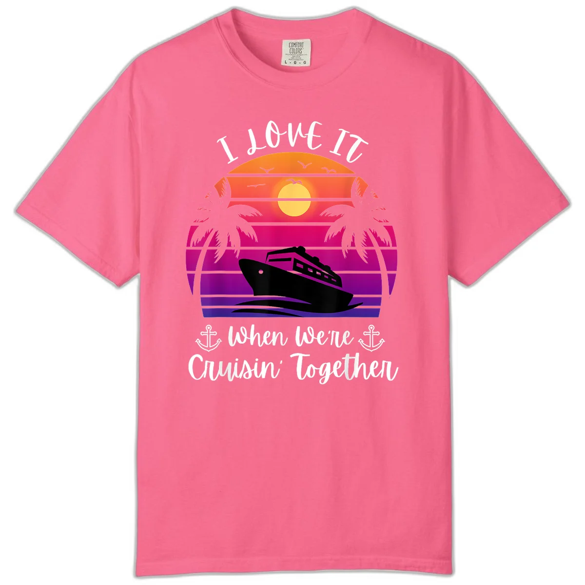 Cruisin' Together Sunset Ship Comfort Color in Crunchberry