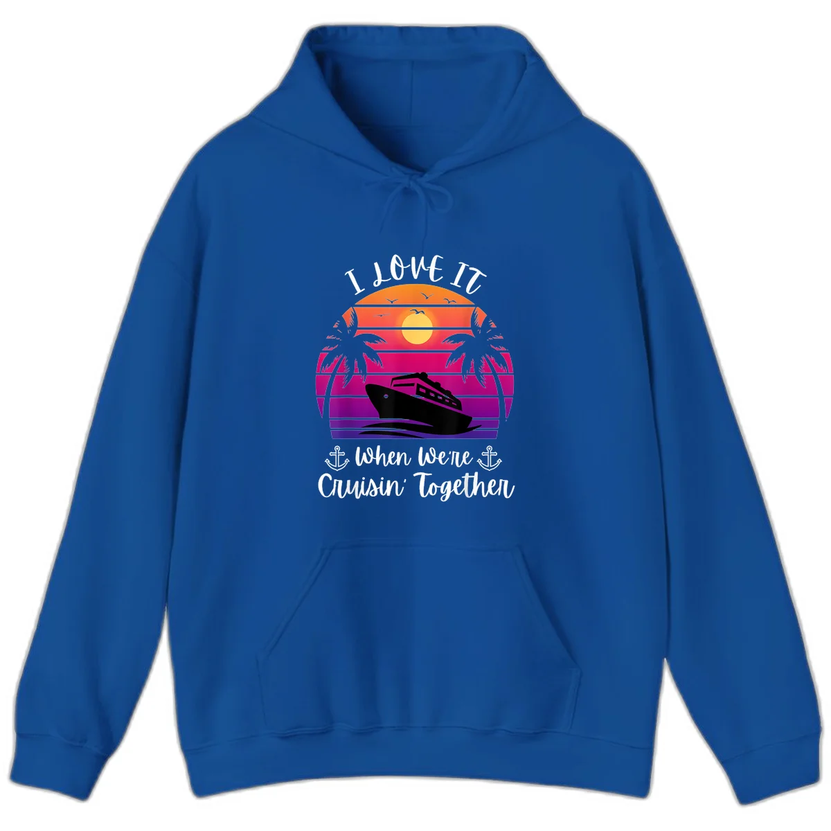 Cruisin' Together Sunset Ship Hoodie in Royal