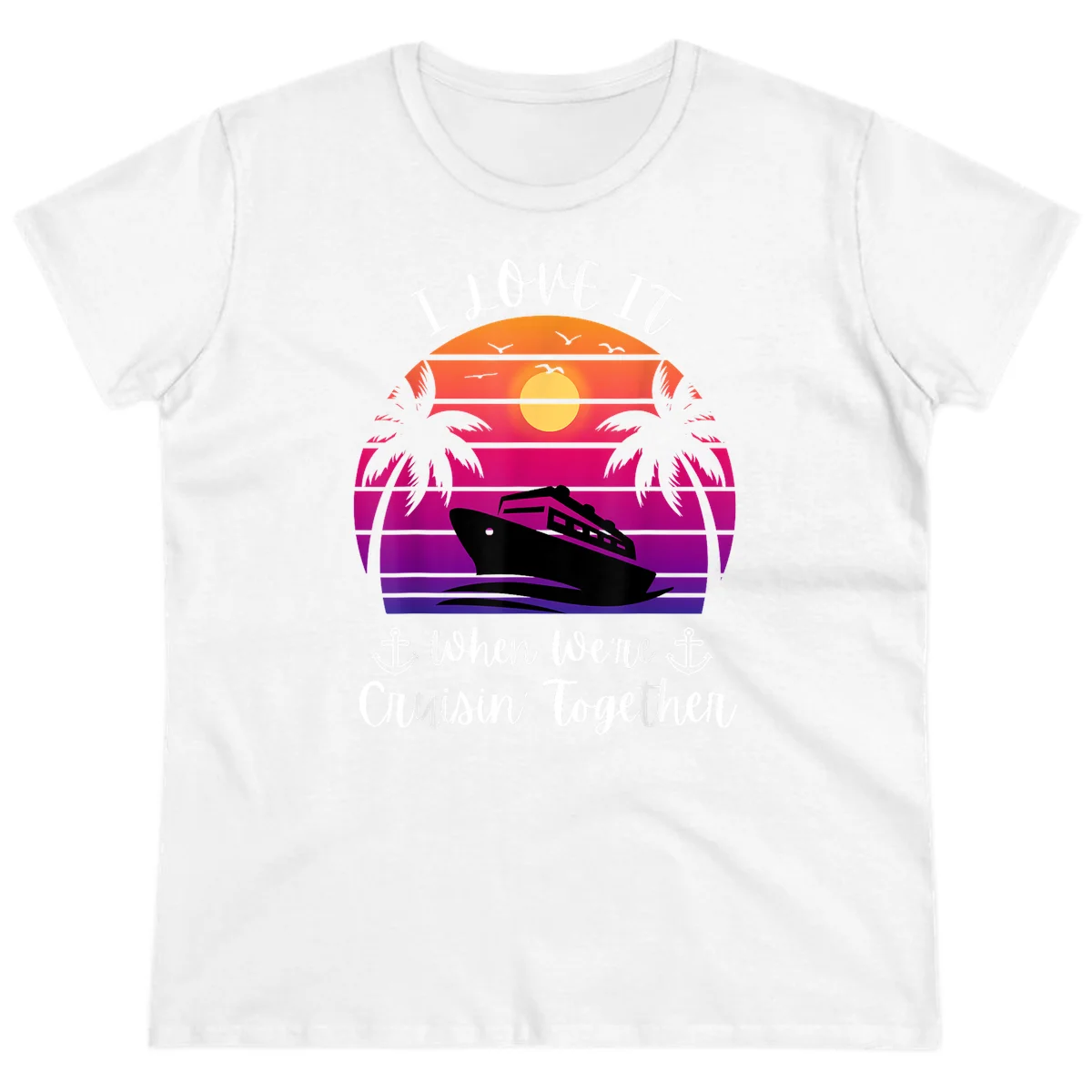 Cruisin' Together Sunset Ship Ladies Tee in White