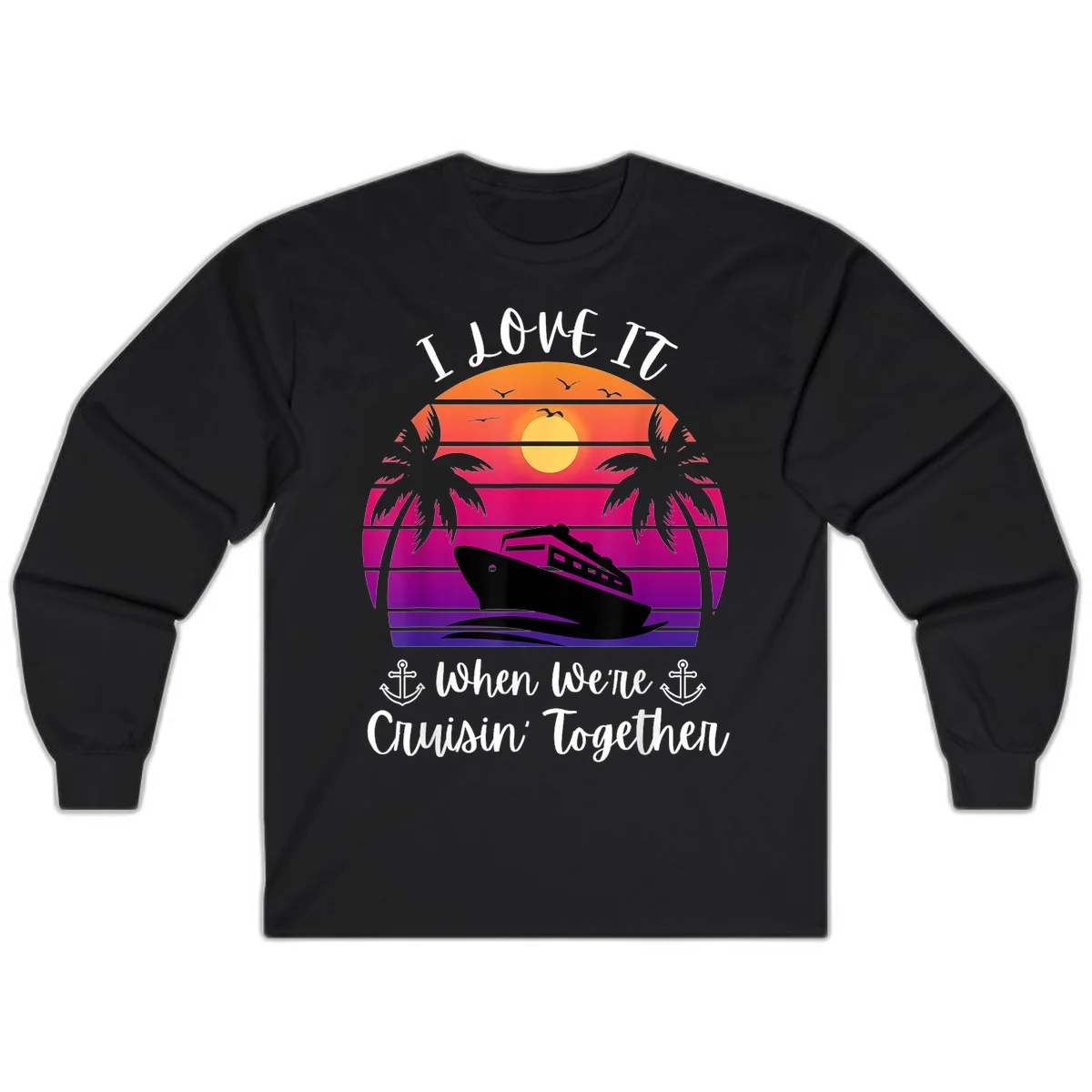 Cruisin' Together Sunset Ship Long Sleeve in Black