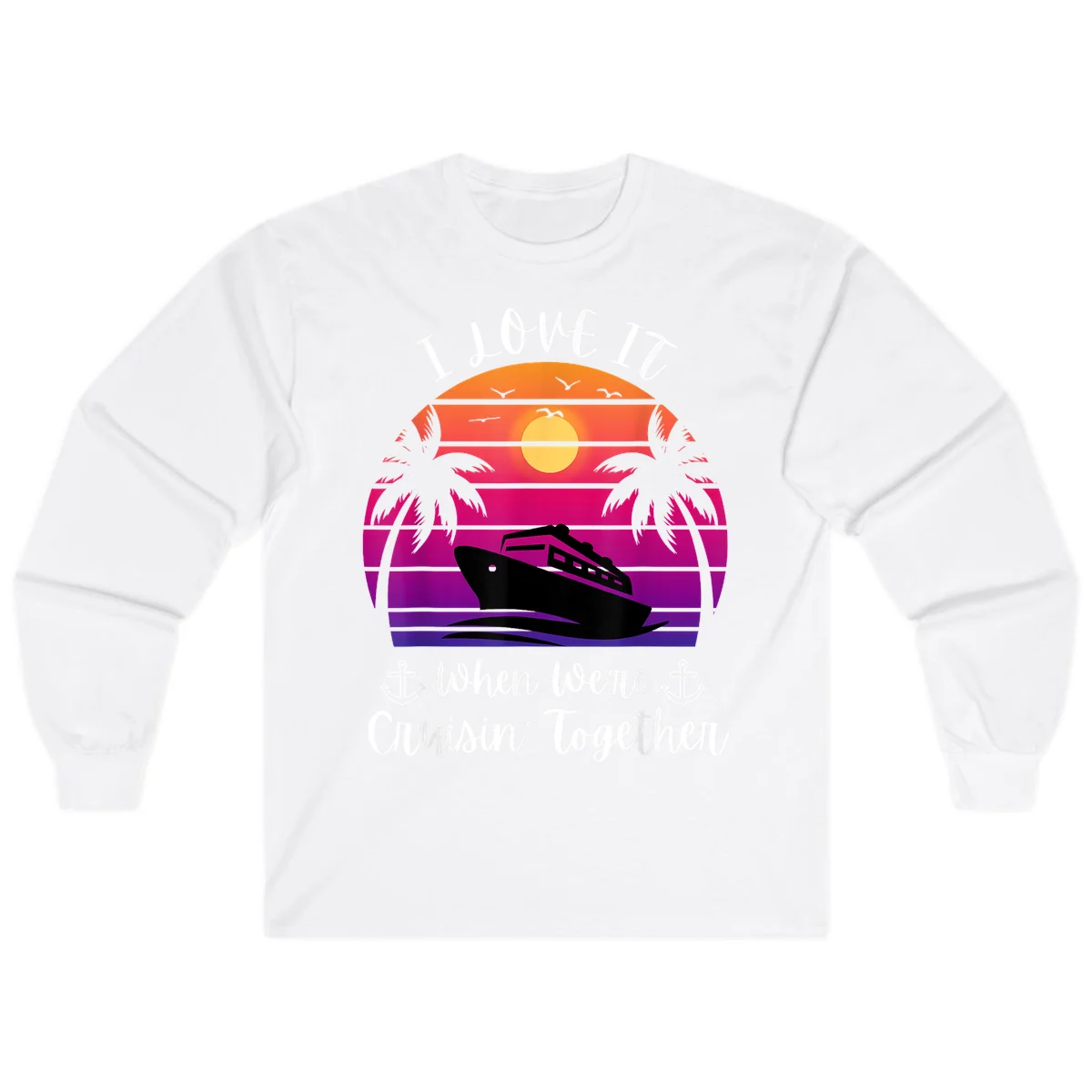 Cruisin' Together Sunset Ship Long Sleeve in White