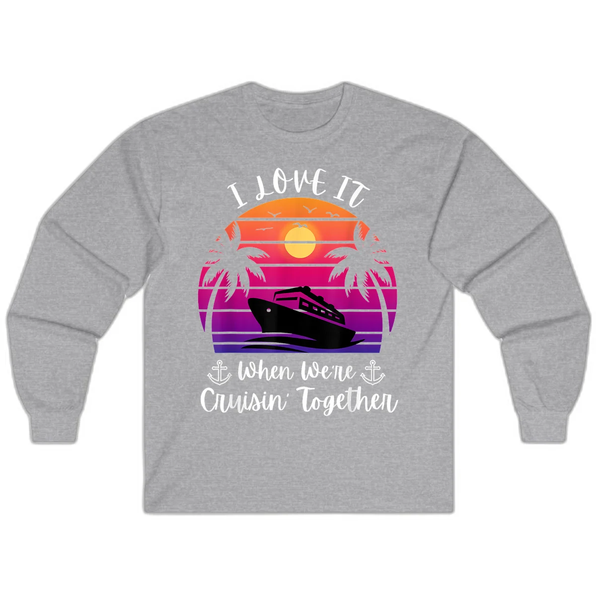 Cruisin' Together Sunset Ship Long Sleeve in Sport Grey