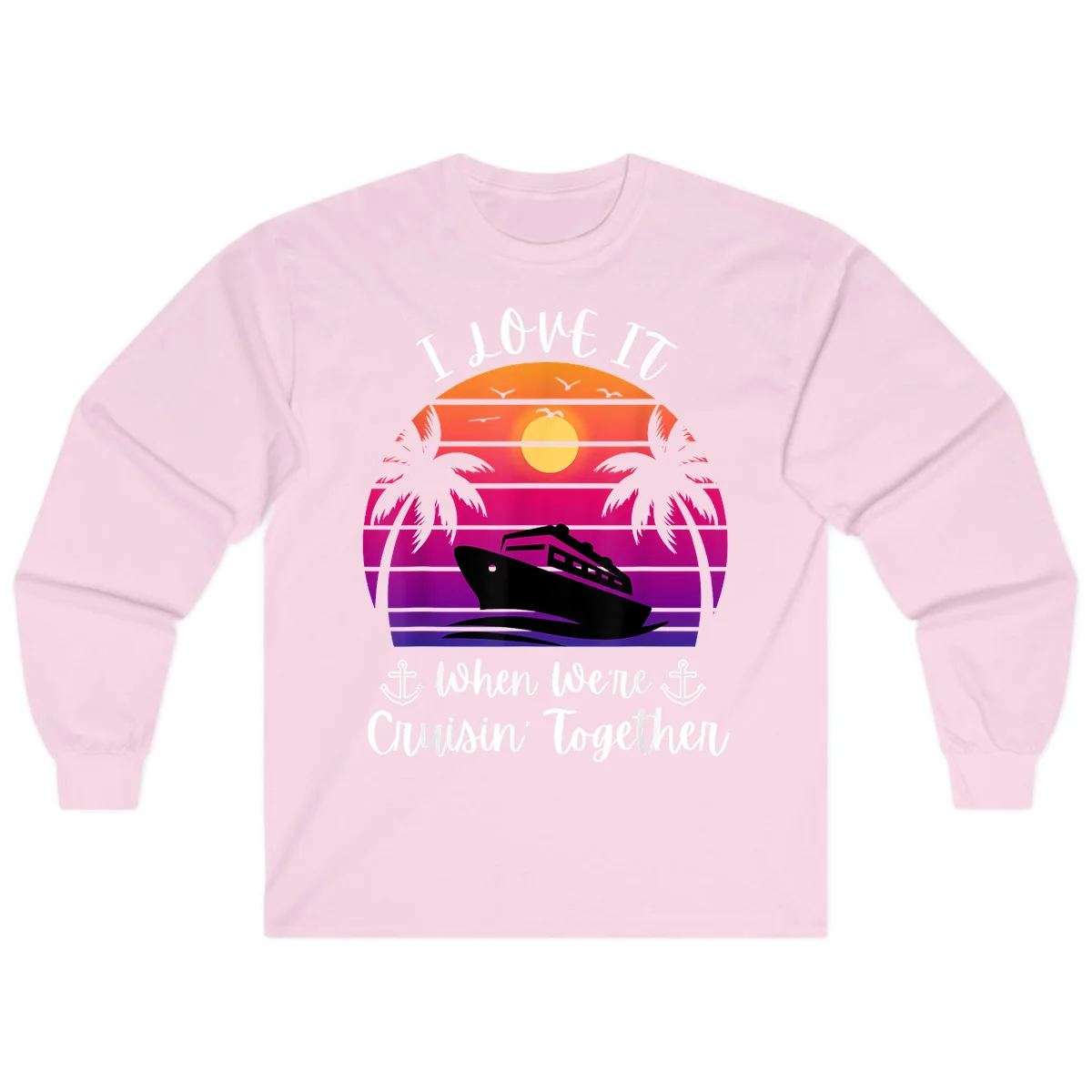 Cruisin' Together Sunset Ship Long Sleeve in Light Pink