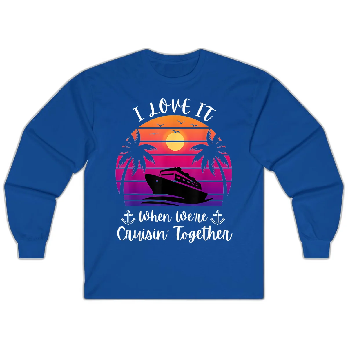 Cruisin' Together Sunset Ship Long Sleeve in Royal