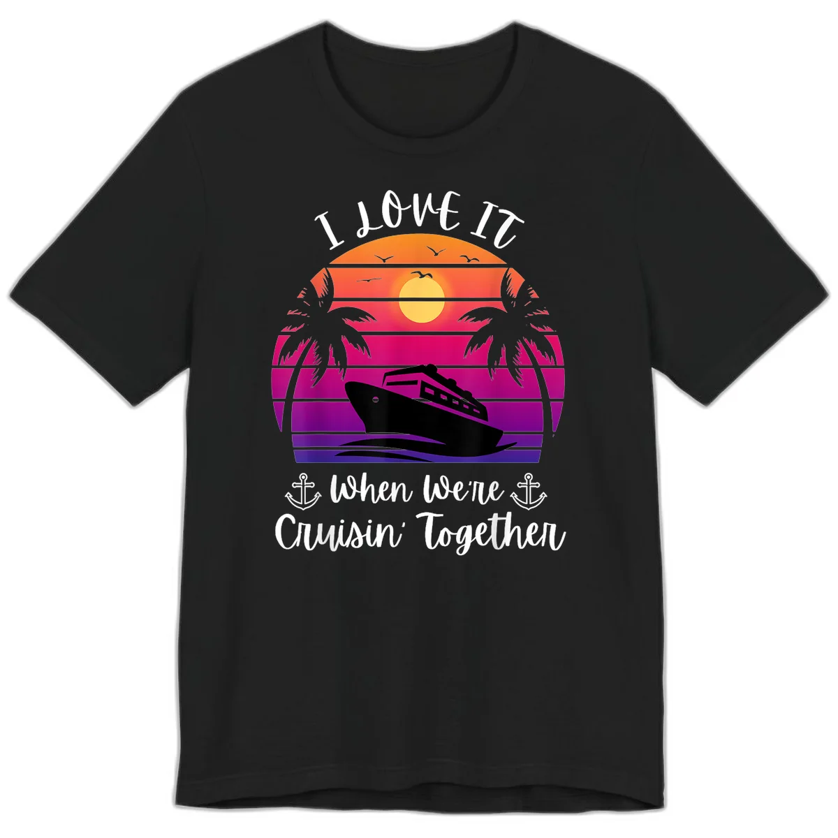 Cruisin' Together Sunset Ship Premium T-Shirt in Black