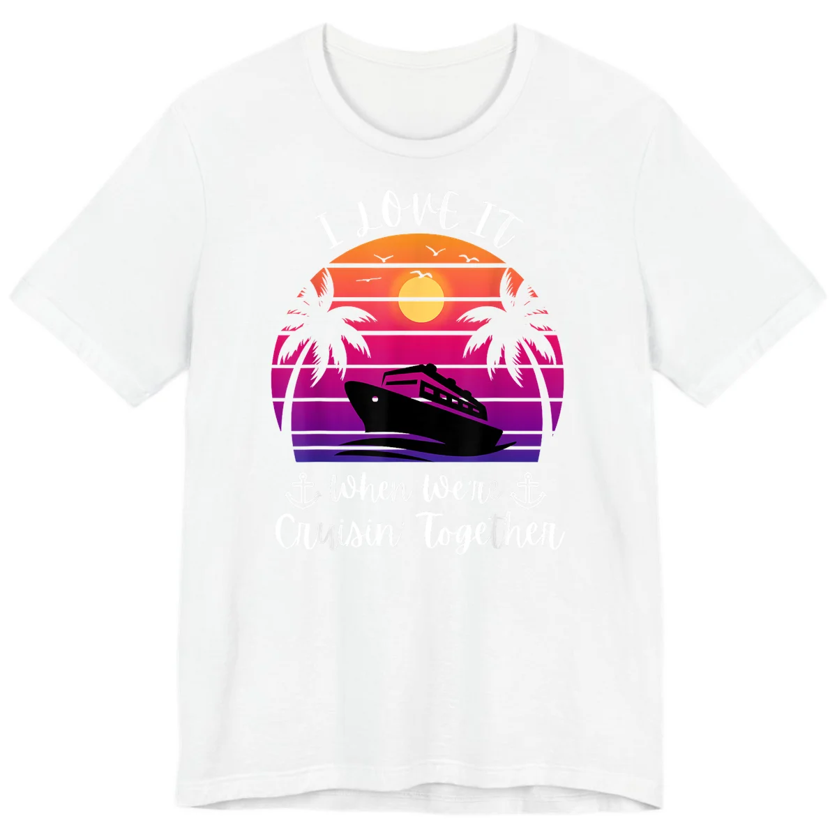 Cruisin' Together Sunset Ship Premium T-Shirt in White