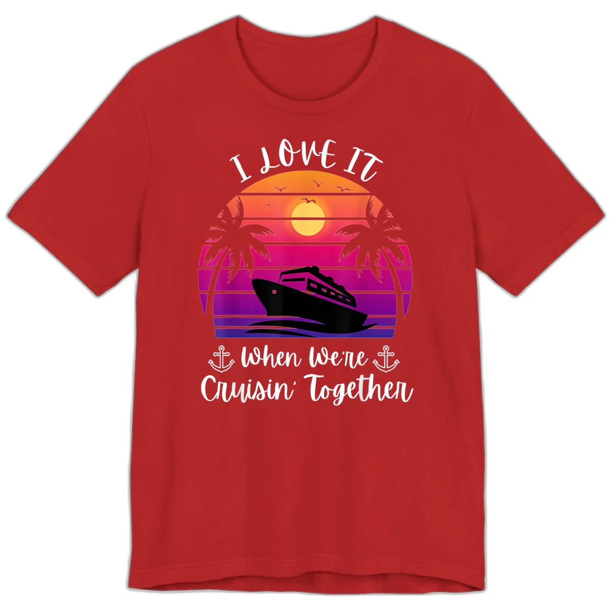 Cruisin' Together Sunset Ship Premium T-Shirt in Red