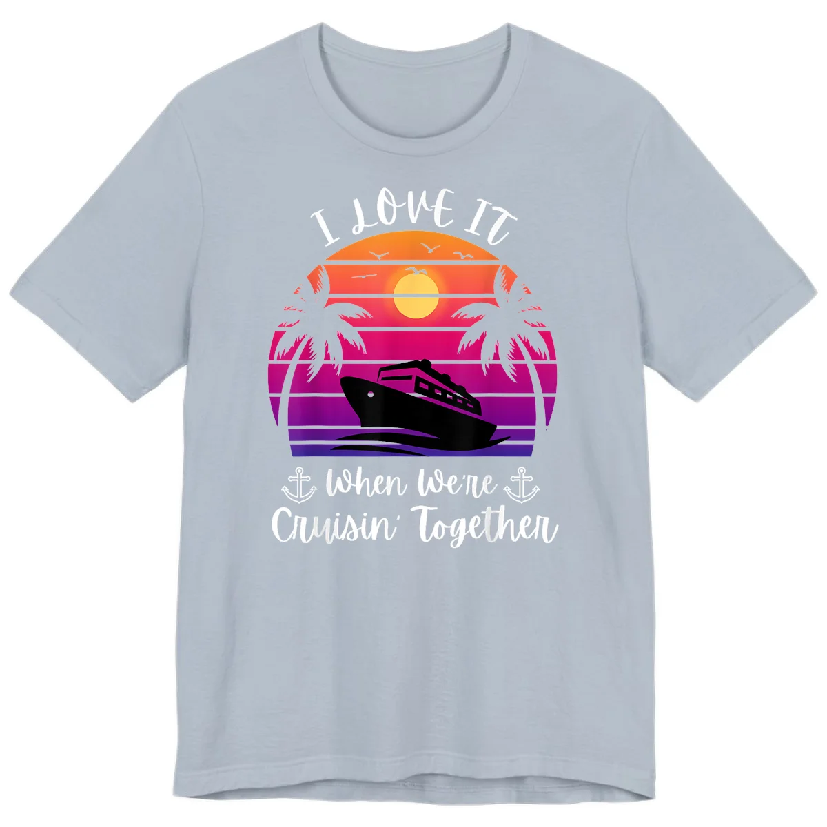 Cruisin' Together Sunset Ship Premium T-Shirt in Light Blue