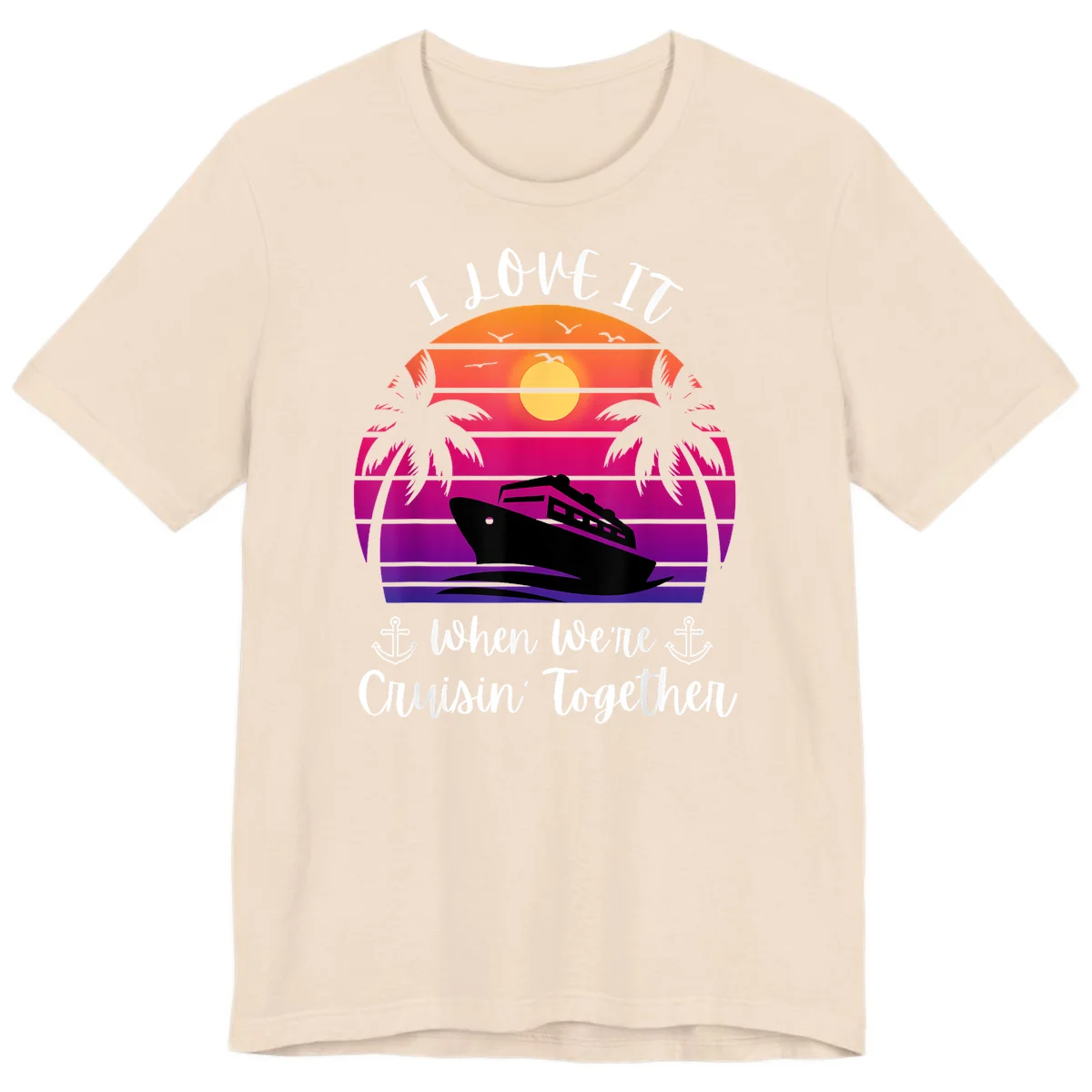 Cruisin' Together Sunset Ship Premium T-Shirt in Soft Cream
