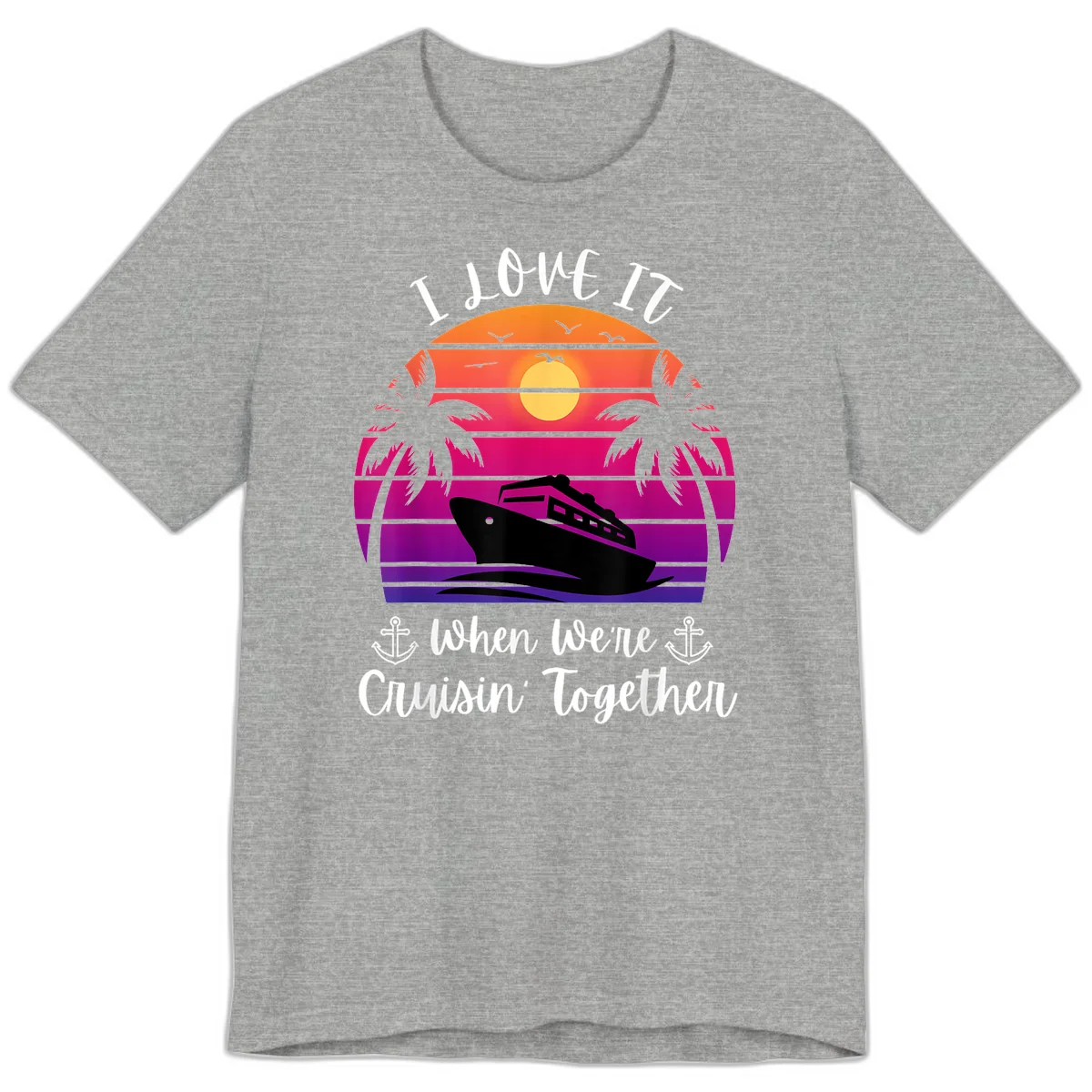 Cruisin' Together Sunset Ship Premium T-Shirt in Athletic Heather