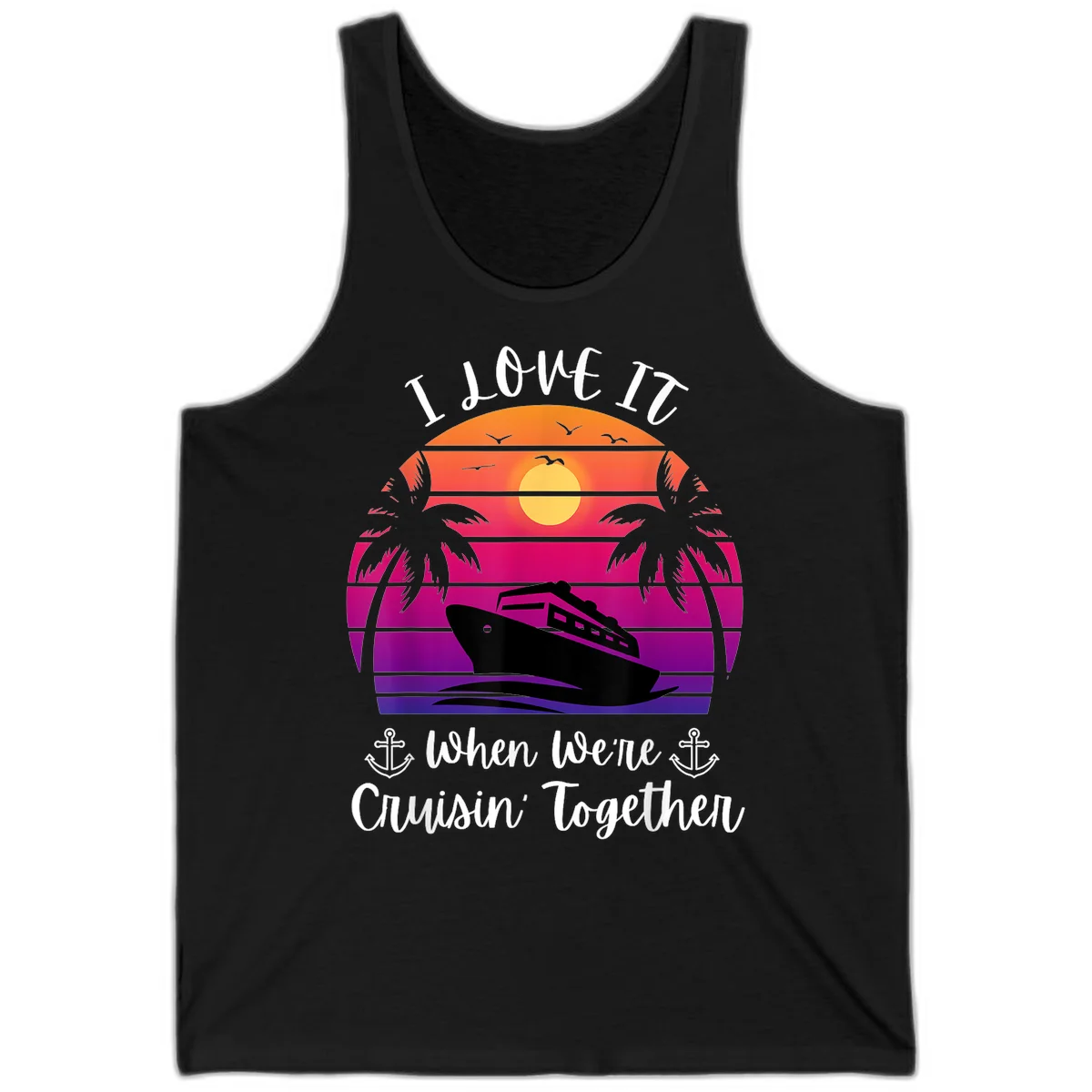 Cruisin' Together Sunset Ship Tank in Black