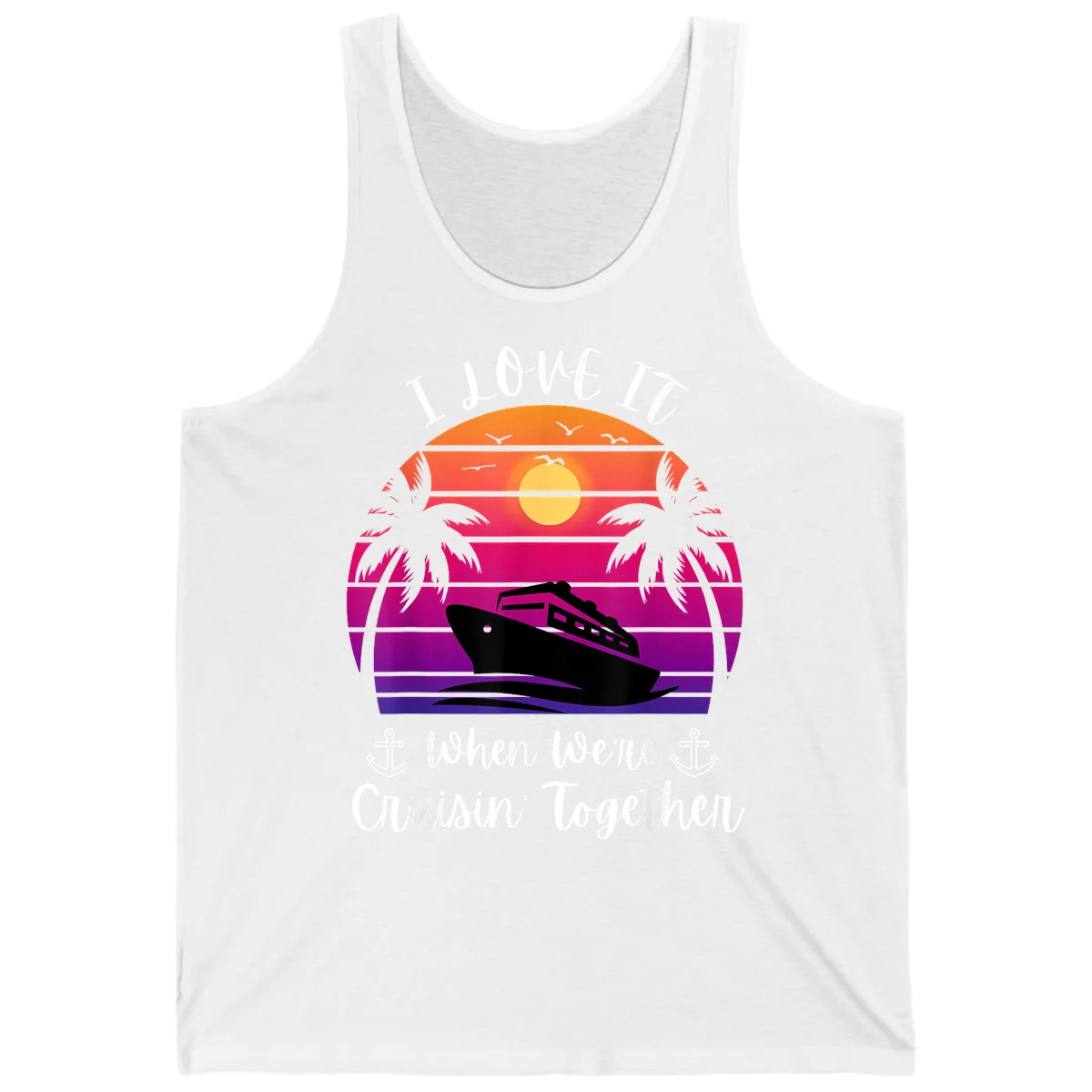 Cruisin' Together Sunset Ship Tank in White