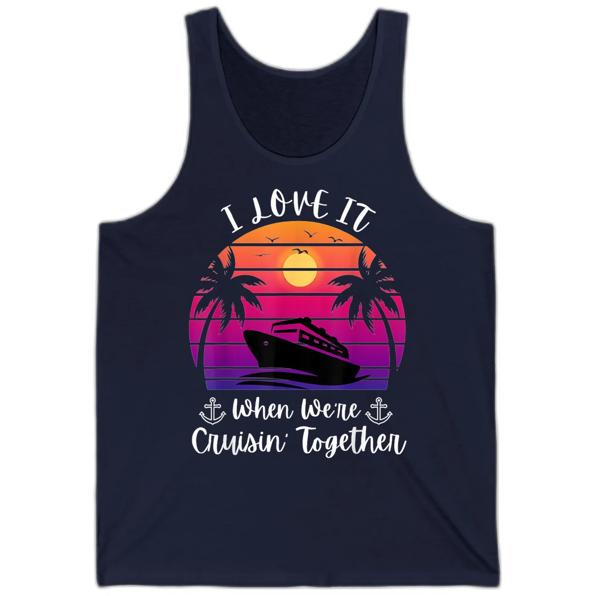 Cruisin' Together Sunset Ship Tank in Navy