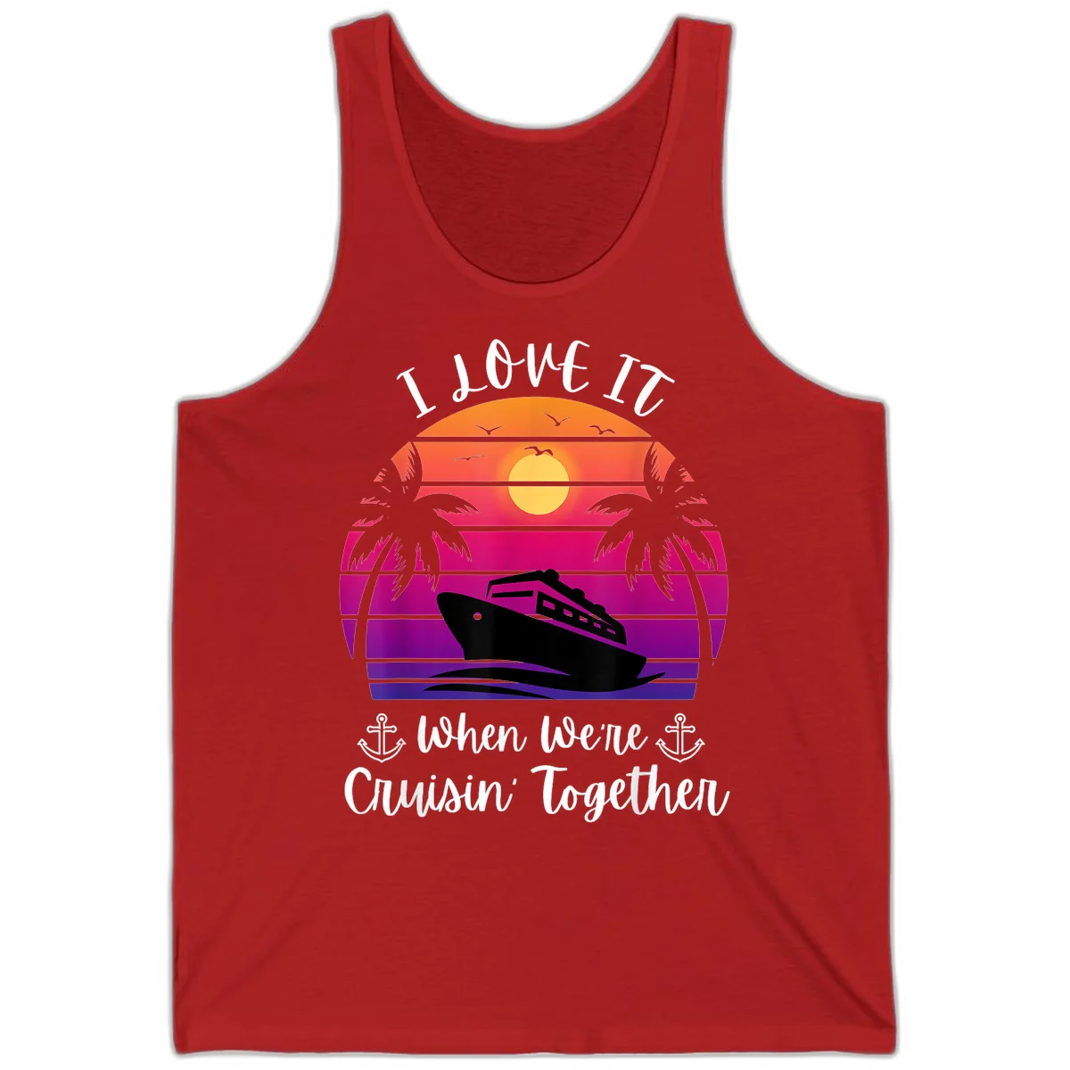 Cruisin' Together Sunset Ship Tank in Red
