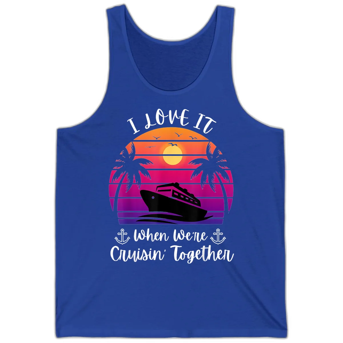 Cruisin' Together Sunset Ship Tank in True Royal