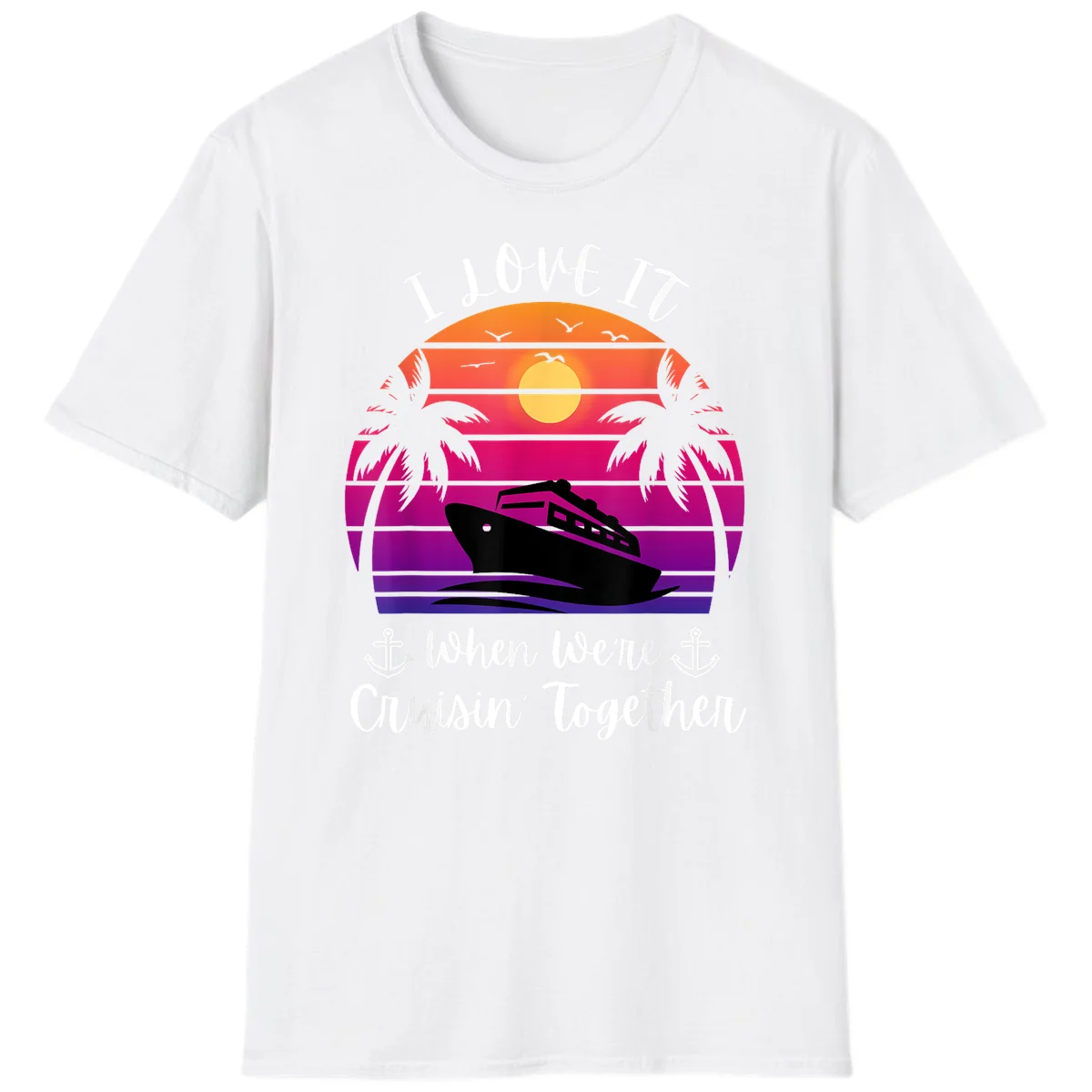 Cruisin' Together Sunset Ship T-Shirt in White