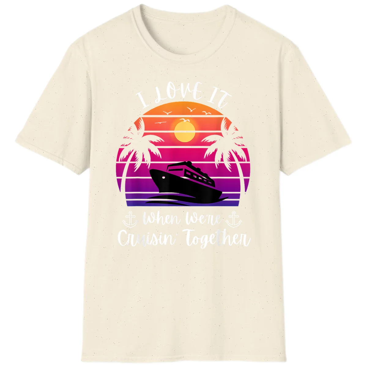 Cruisin' Together Sunset Ship T-Shirt in Natural