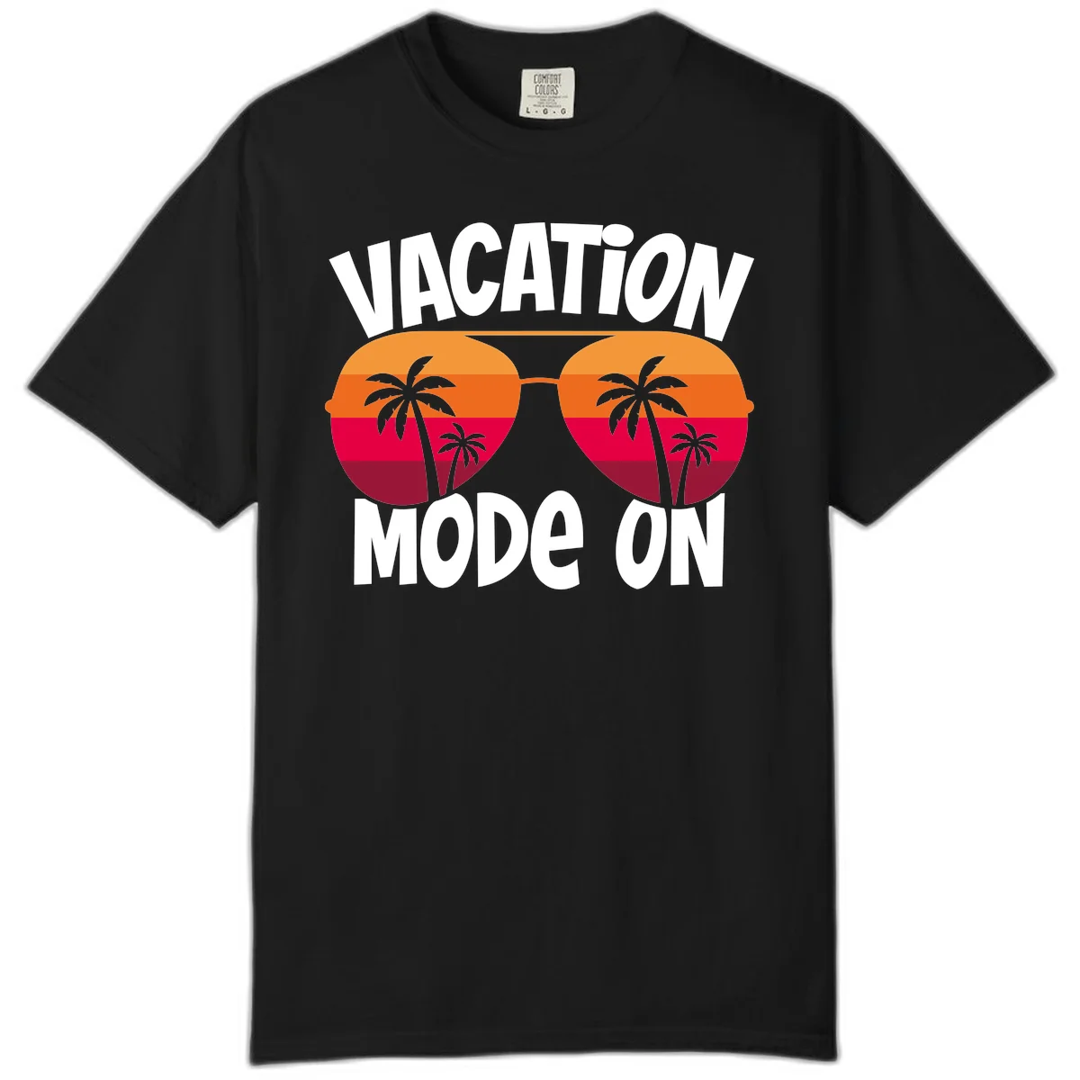 Vacation Mode On Comfort Color Tee in Black