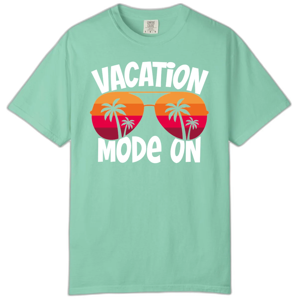 Vacation Mode On Comfort Color Tee in Island Reef