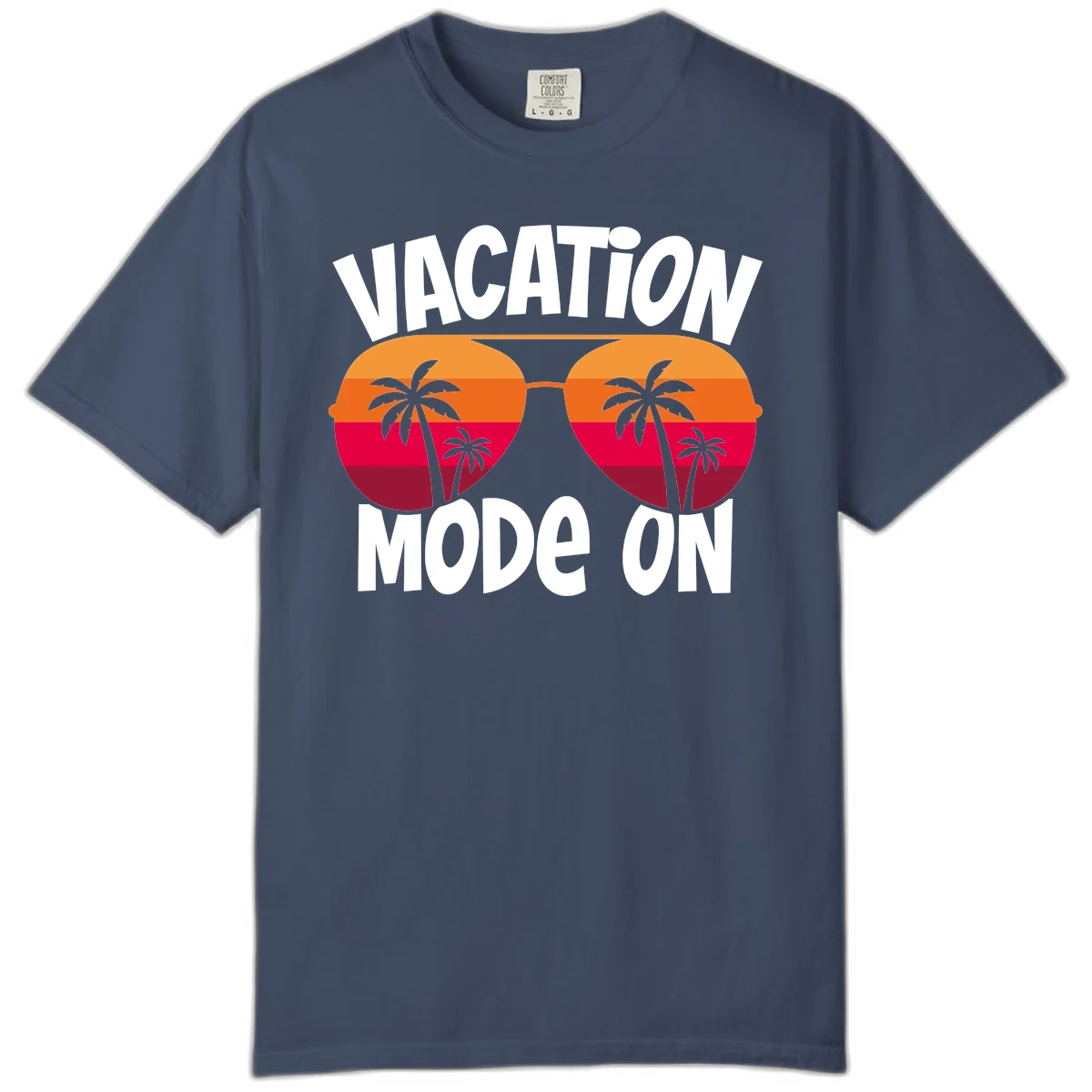 Vacation Mode On Comfort Color Tee in Midnight