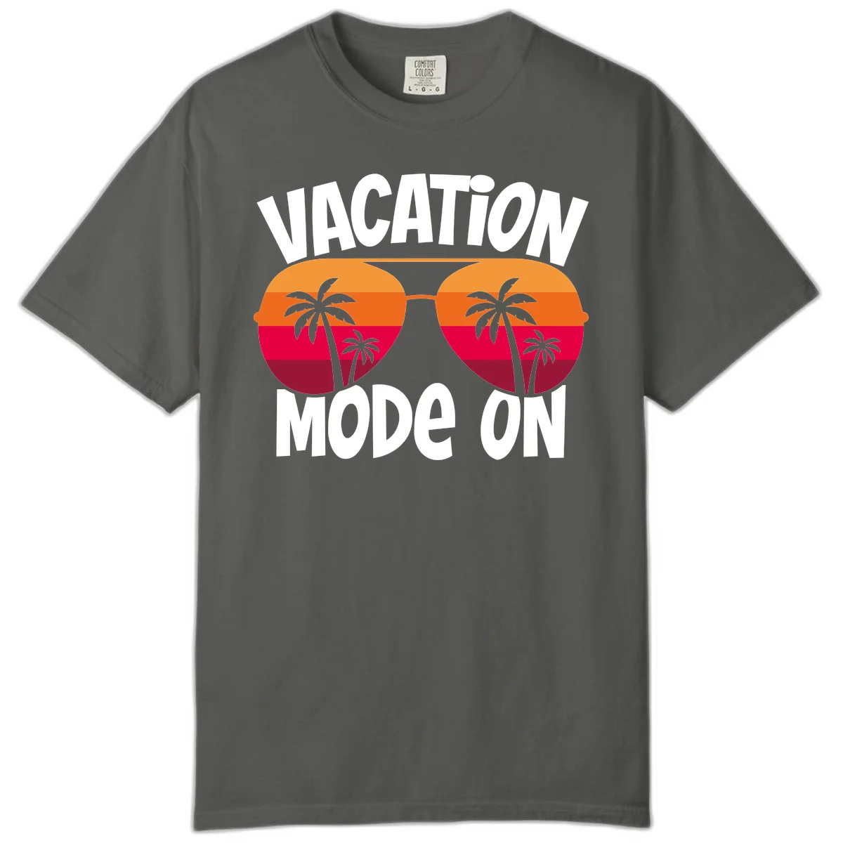 Vacation Mode On Comfort Color Tee in Pepper