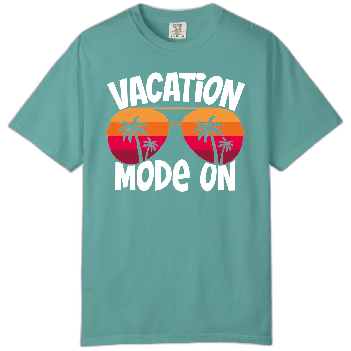 Vacation Mode On Comfort Color Tee in Seafoam