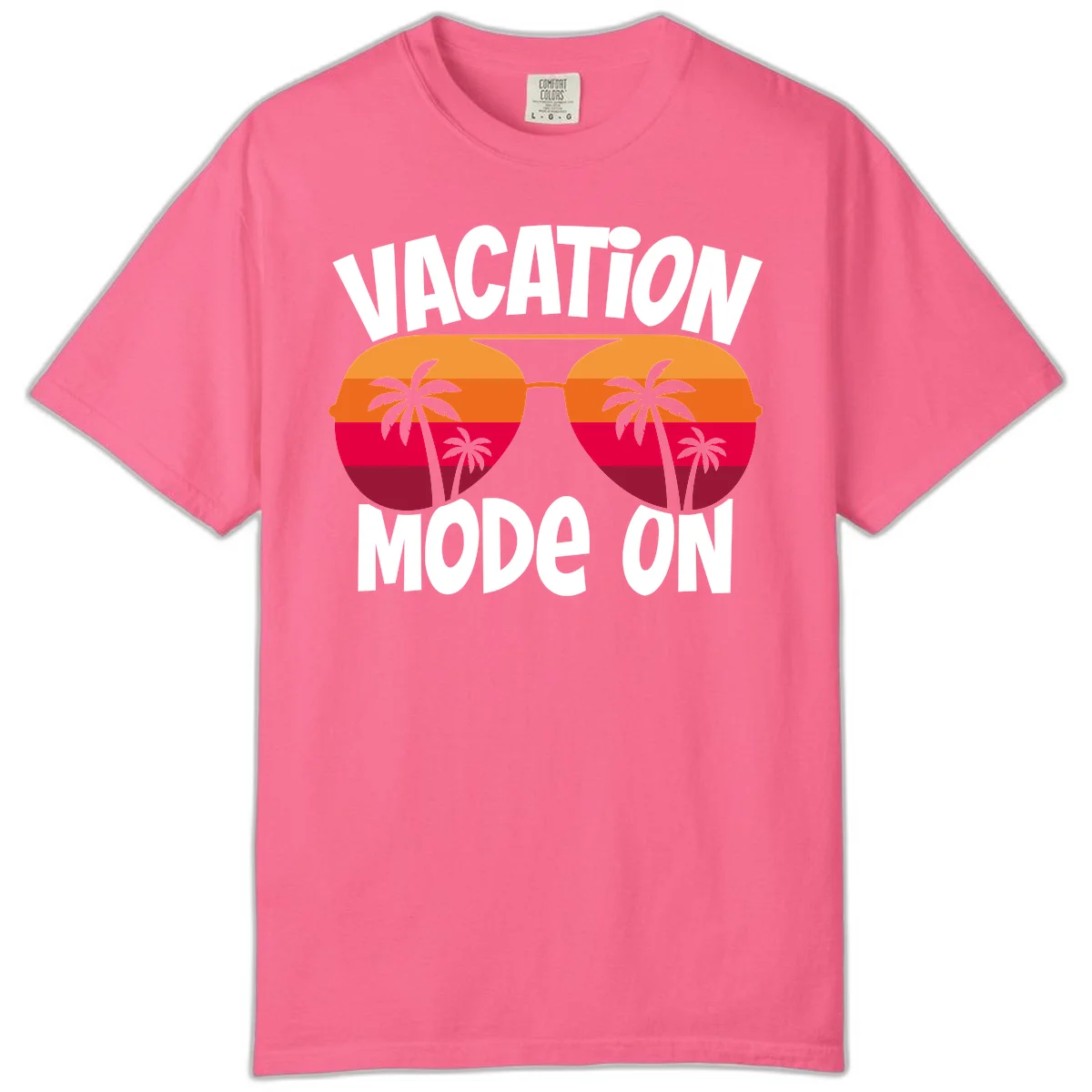 Vacation Mode On Comfort Color Tee in Crunchberry