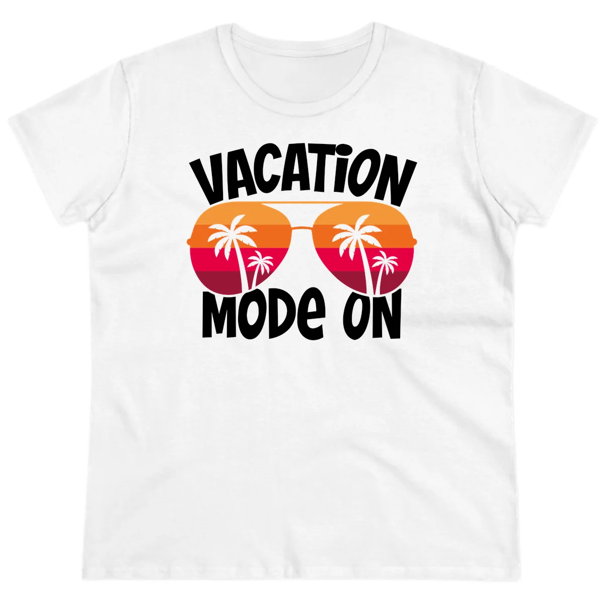 Vacation Mode On Ladies Tee in White