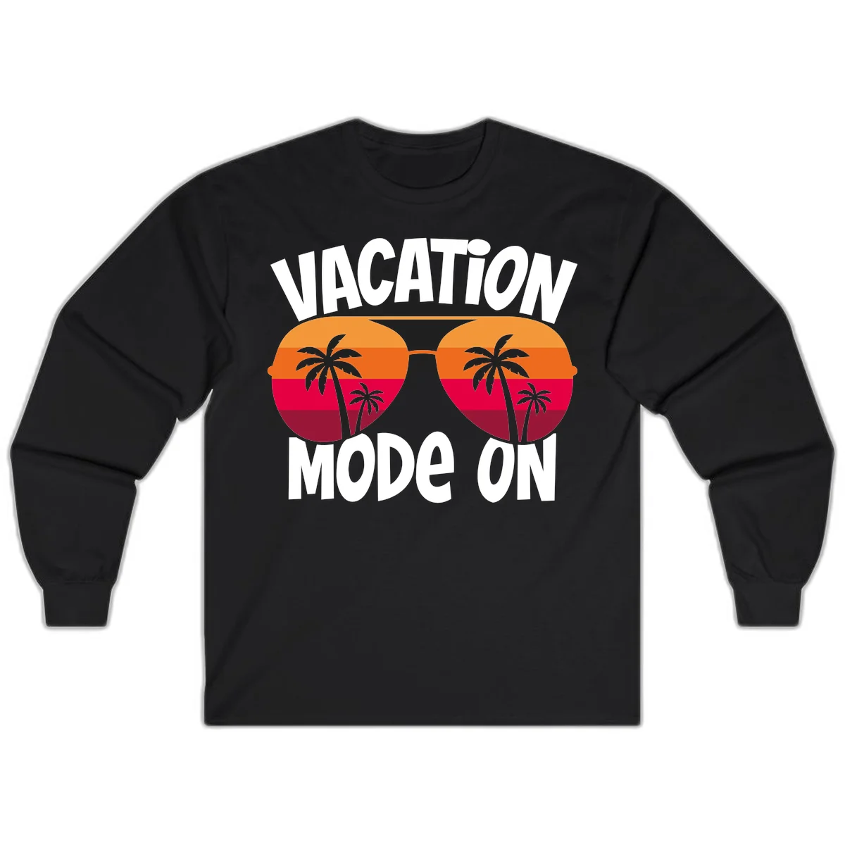 Vacation Mode On Long Sleeve Tee in Black