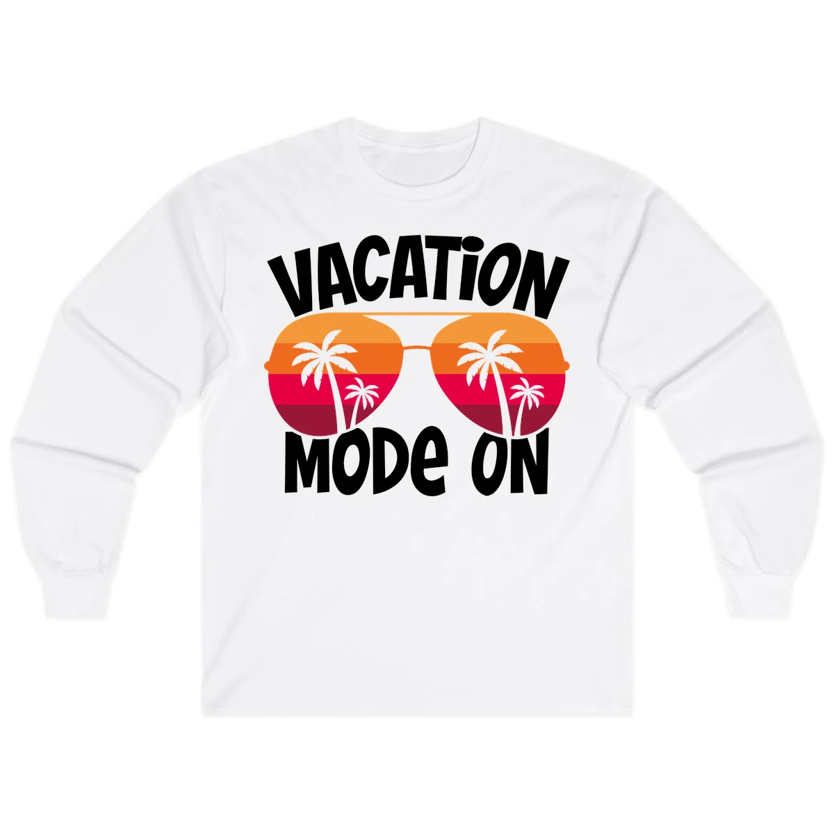 Vacation Mode On Long Sleeve Tee in White