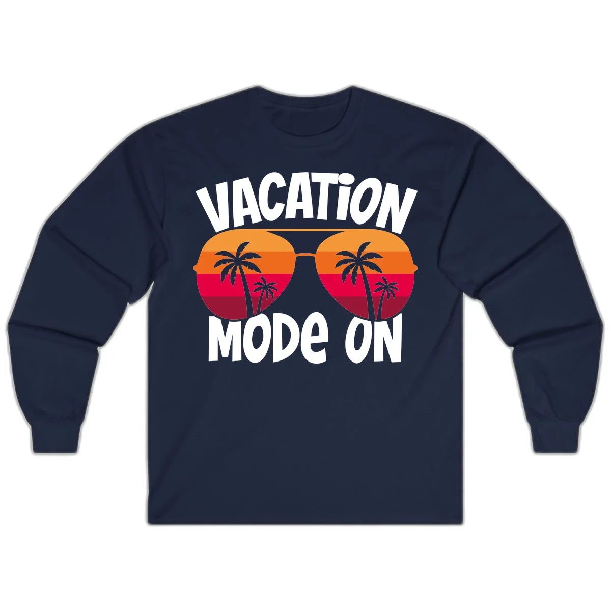 Vacation Mode On Long Sleeve Tee in Navy
