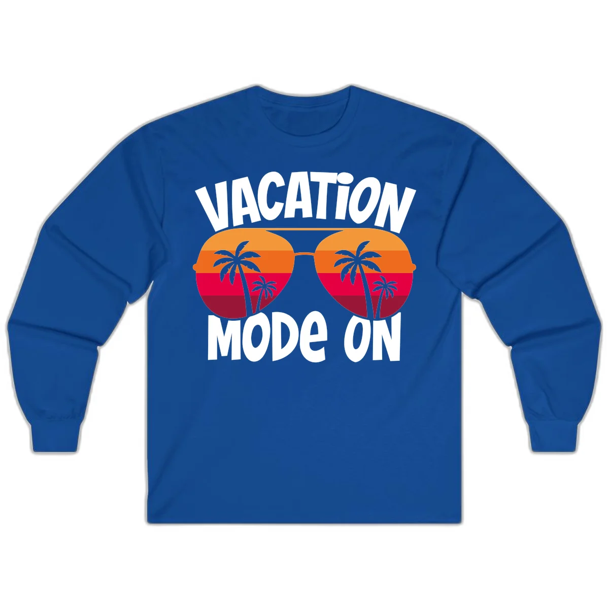 Vacation Mode On Long Sleeve Tee in Royal