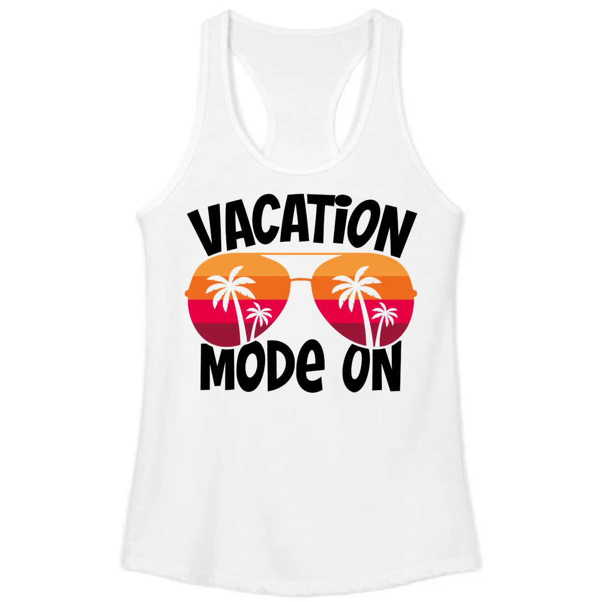 Vacation Mode On Ladies Tank Top in White