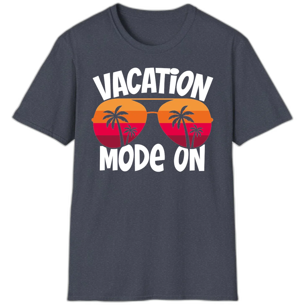 Vacation Mode On T-Shirt in Heather Navy