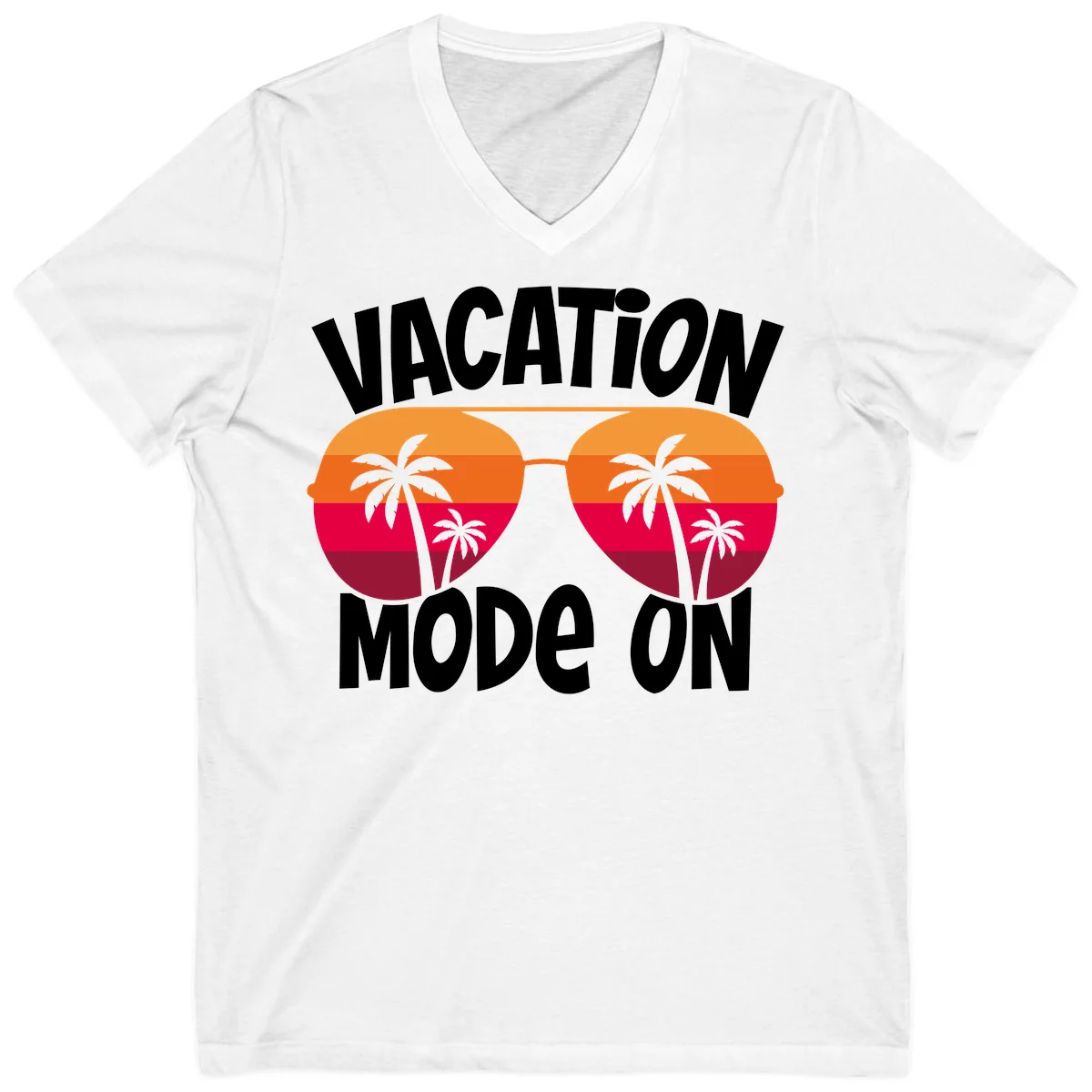 Vacation Mode On V-Neck Tee in White