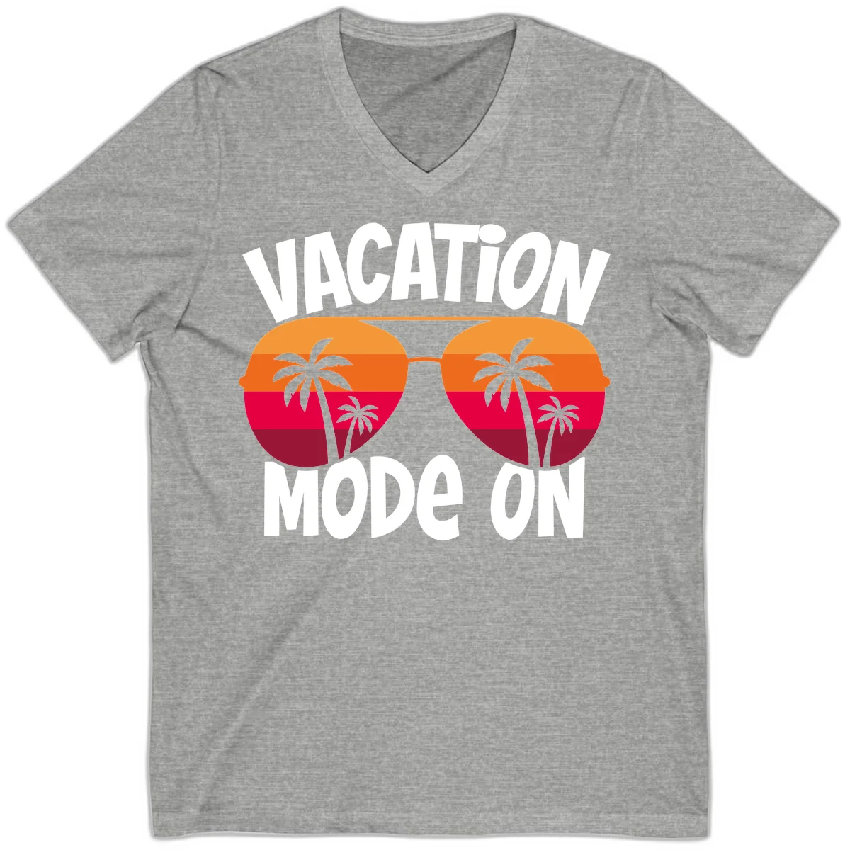 Vacation Mode On V-Neck Tee in Athletic Heather