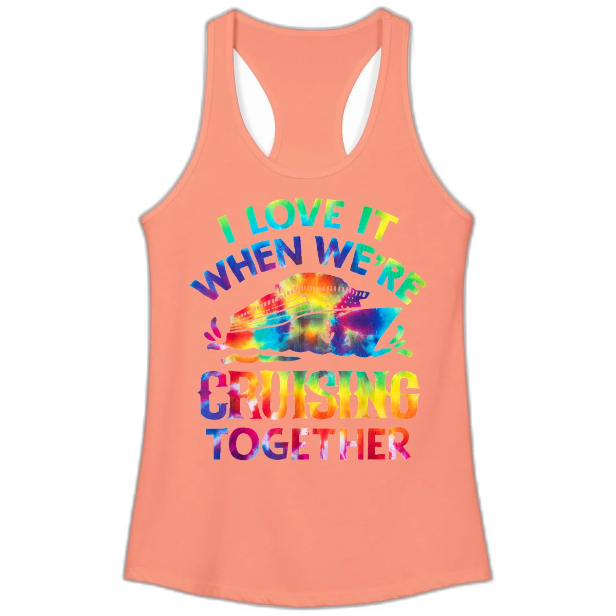 I Love It When We're Cruising Together Ladies Tank in Solid Light Orange