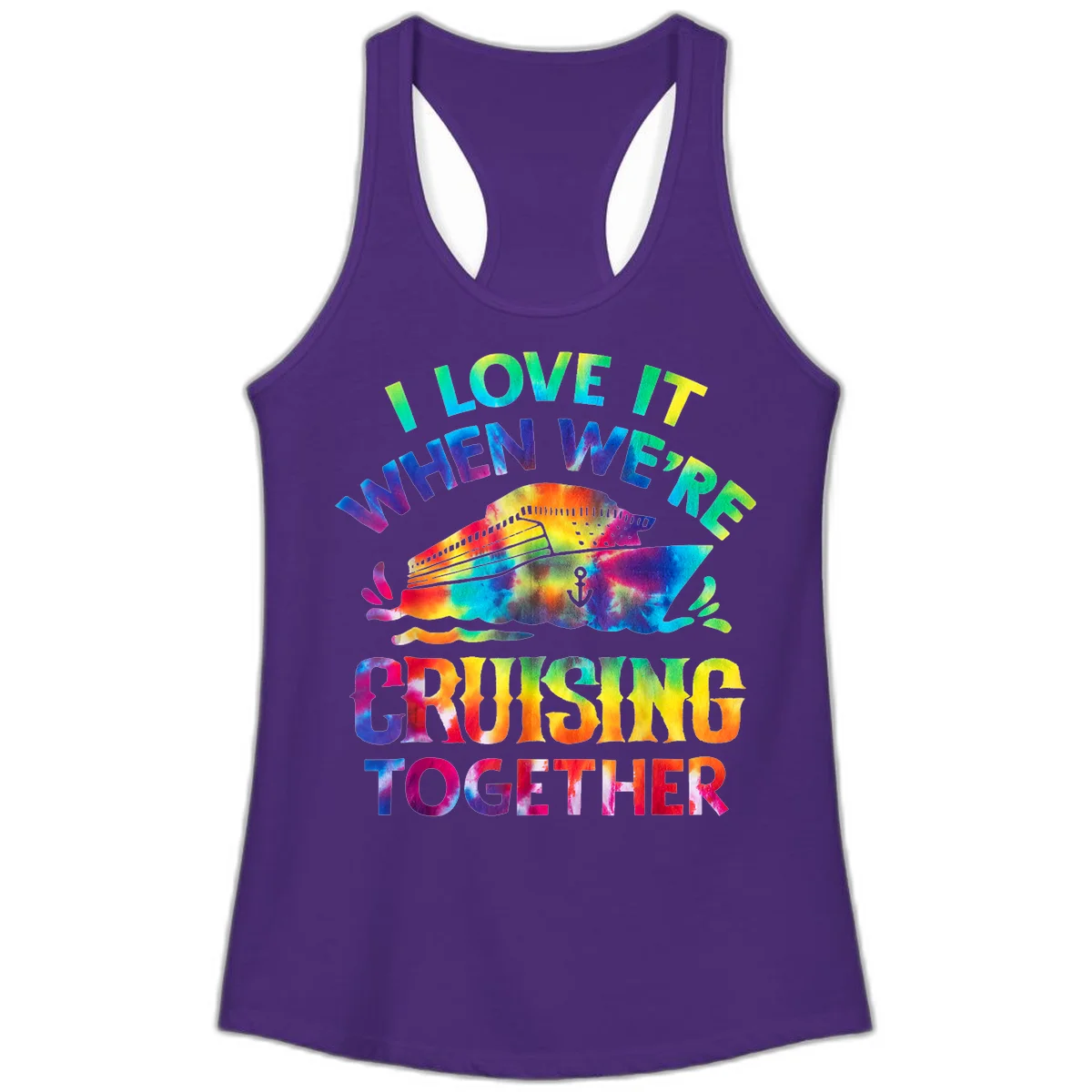 I Love It When We're Cruising Together Ladies Tank in Solid Purple Rush