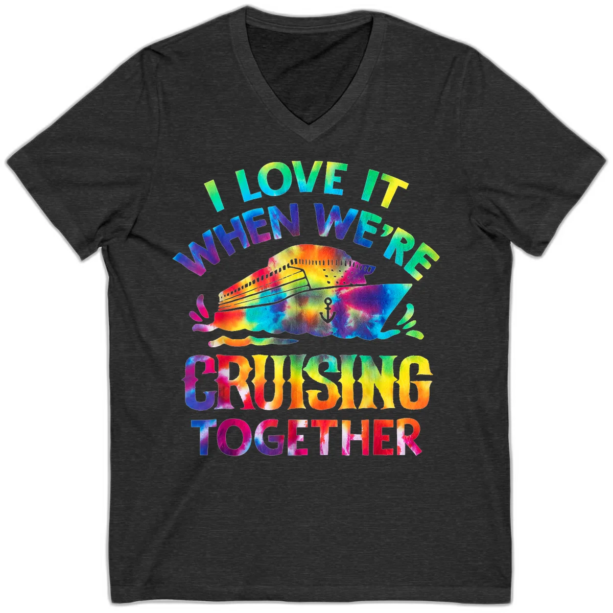I Love It When We're Cruising Together V-Neck in Dark Grey Heather