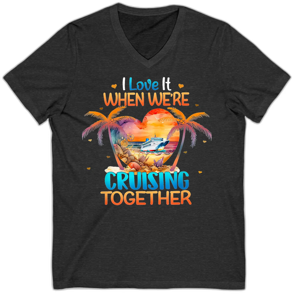 I Love It When We're Cruising Together V-Neck in Dark Grey Heather