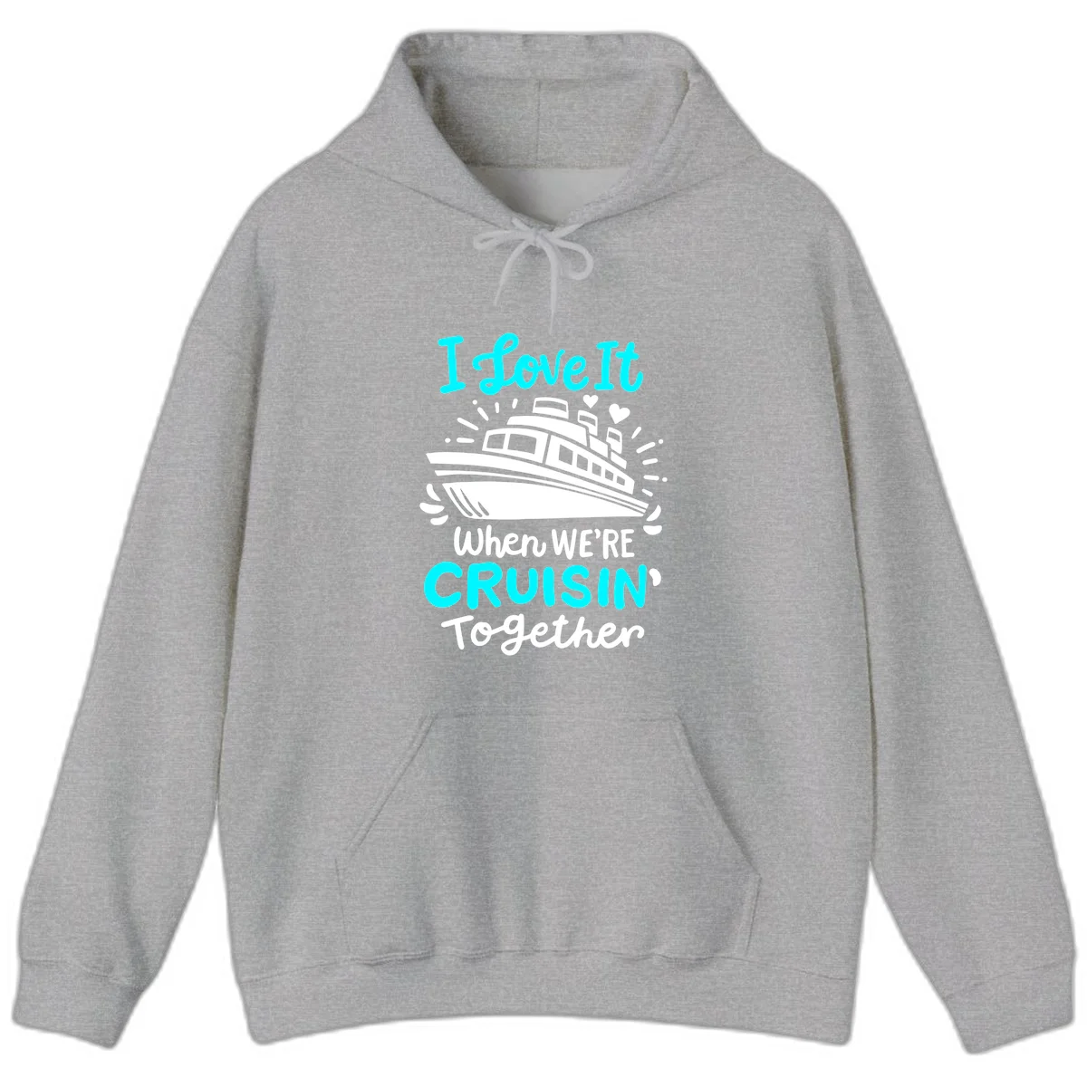 Cruisin' Together Love Boat Hoodie in Sport Grey