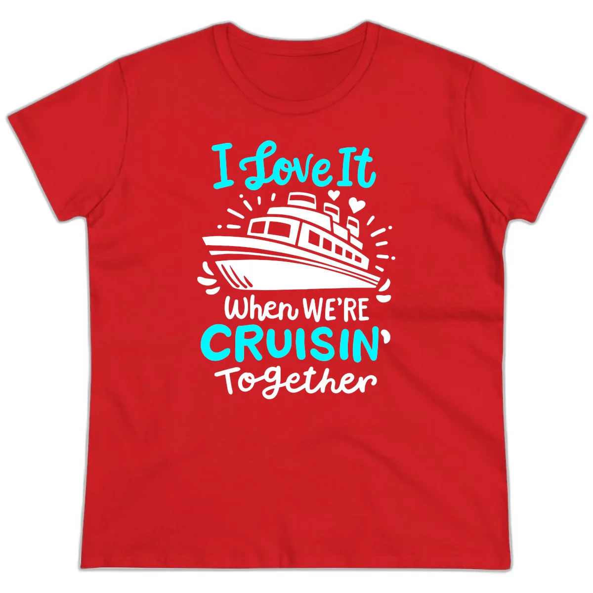 Cruisin' Together Love Boat Ladies Tee in Red